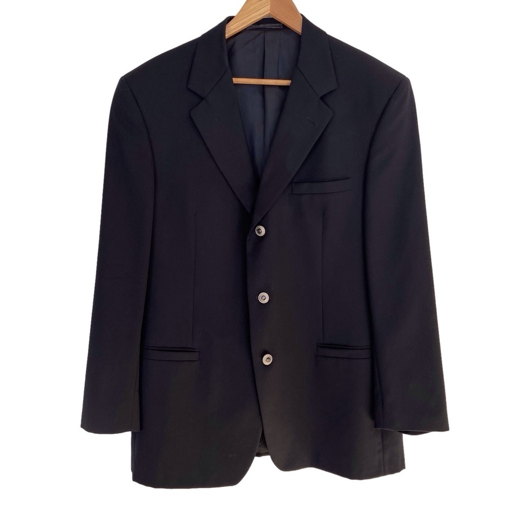 Versace Classic V2 blazer suit jacket black 3 button front closure 100% wool 52R
